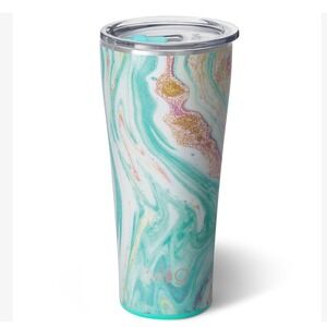 Swig Life 32oz Tumbler Aura Marble Teal Gold Pink Insulated Cup with Lid NEW